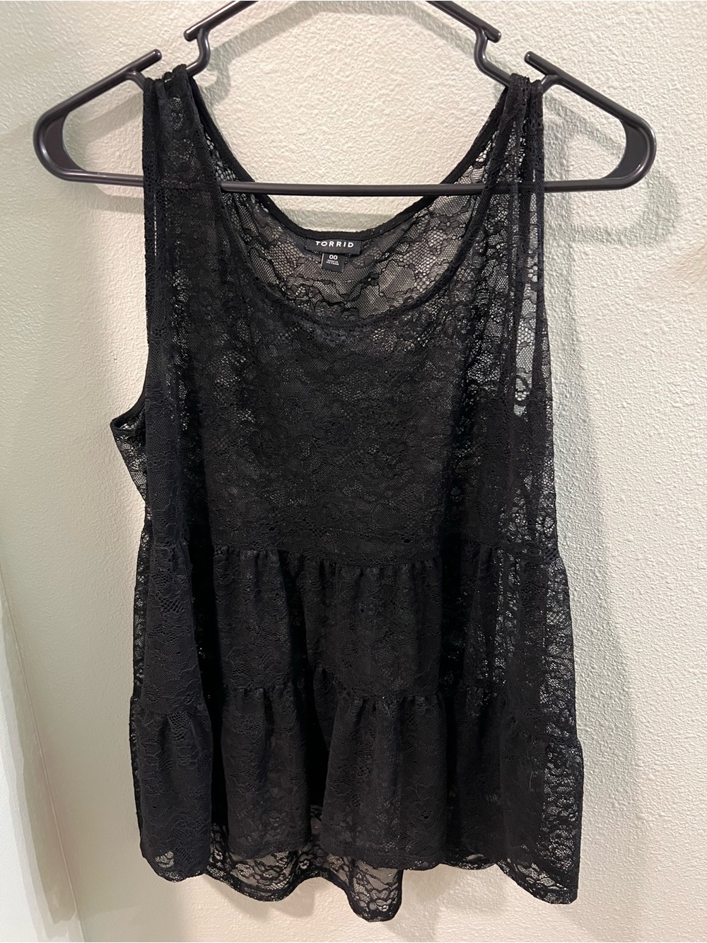 Torrid Black Lace Tiered Tank Top